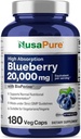 NusaPure Blueberry Concentrate 20,000mg - 180 Veggie Powder caps (Extract 30:1, 100% Vegetariano, No GMO)