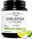Muscle Feast Creatine Monohydrate Chewables - Vegan &amp; Gluten-Free Creapure Creatine Chews for Men &amp; Women - Delicious Citrus-Flavored Creatine Tablets for Muscle Building - Lemon Lime, 360 Tabs