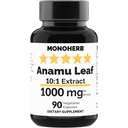 MONOHERB Pure Anamu Leaf 1000 mg - High Potency 10x Extract - 90 Veg Capsules - Petiveria Allicea - Guinea Henweed