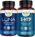 Naturales anidados Luna Melatonin-Free Sleep Supplement (60 Vegan Capsules) & 5-HTP 100mg (120 cápsulas Vegan) para el sueño mejorado, la relajación " Mood
