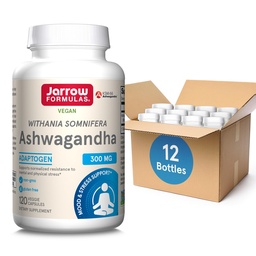 Fórmulas Jarrow Ashwagandha 300 mg - 120 Cápsulas Veggie - Salud general y resistencia a la fatiga - Suplemento Apoya resistencia, recuperación muscular y salud cognitiva - 60 Servimientos (Pack of 12)