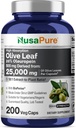 NusaPure hoja de oliva 20% Oleuropea 50:1 Extracto, 500 mg Equivalente a 25.000 mg 200 tazas Apto para vegetarianos y veganos, No GMO