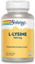 SOLARAY L Lysine 500 mg Capsules - Aminoácidos esenciales de formo libre Suplemento - Potente Wellness Soporte con L-Lysine Amino Acid - Lab Verified, 60-Day Garantía, 120 Servimientos, 120 VegCaps