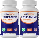 Vitamatic L-Theanine Supplement 400mg per Serving - 240 Tablets - Non-GMO, Gluten Free-2 Pack