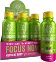 BrainJuice Kids Brain &amp; Immune Support Shot, Gluten Free Supplement Shots for Energy, Focus, Immunity with Vitamin D, C, B, Alpha GPC & Organic Ginger Root, Ages 5+, Dragon Berry, 2.5 fl oz, 12 Pack