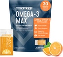Coromega MAX 2400mg Omega-3 Fish Oil + Vitamina D Squeeze Packets, Wild-Caught, No Fishy Taste - 3X Mejor Absorción que Softgels, soporta Brain & Heart Health (30 Servimientos, Citrus Burst)
