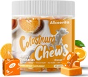 Bovine Colostrum Chews Suplemento con probióticos para Gut Health, Bloating, Immune Support, Skin, Hair Growth and Beauty - Orange Flavor (60 Servings)