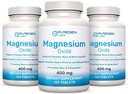 Magnesium 400mg [High Potency] Suplemento – Magnesium Oxide for Immune Support, Muscle Recovery, Leg Cramps, Relaxation - 3 Pack Silencio Total 360 Conde