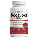 Lemeli Beetroot Capsules, 1300 mg Beet Root Powder Blend Per Serving, Supports Healthy Blood Flow & Energy, Vegan Non-GMO Gluten Free, 60 Capsules