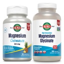 KAL Magnesium Citrate Chewables and Magnesium Glycinate 350 Bundle, Nerve, Bone, Muscle, and Enzyme Support, 120 Chews, 240 VegCaps