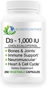 Vitamina D3-1000 UI 25 mcg (Cholecalciferol) Apoyo hipoalergénico para músculos, huesos y dientes, pecho, próstata, cardiovascular, colon &amp; salud inmunológica (250 cápsulas vegetales)
