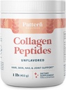 Pattern Wellness Collagen Peptides Powder (Type I & III) - Pelo, uñas, piel y salud conjunta - Grass Fed & Pasture Raised - Hydrolyzed Collagen, Non-GMO, Dairy Free, " Keto - Unflavored (16 Oz)