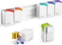Organizador semanal de píldoras, caja extra grande de píldoras, caja extraíble de píldoras diarias, contenedor diario 7 días impermeable de agua, mango de medicina para ancianos, pacientes artísticos, niños