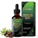 Wormwood Black Walnut Cloves Liquid Drops - Sweet Wormwood Herbal Supplement for Natural Detox Cleanse Gut Health & Immune Support - Alcohol Free Sugar Free Gluten Free Orange Flavor 2 fl oz