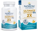 Naturales nórdicos Ultimate Omega 2X con vitamina D3, sabor limón - 60 geles blandos - 2150 mg Omega-3 + 1000 UI D3 - EPA &amp; DHA - cerebro, corazón, &amp; salud inmunitaria - 30 servicios