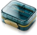 Organizador de píldoras de viaje portátil con 7 productos - Caja de píldoras impermeable semanal perfecta para vitaminas y medicinas diarias, pequeña contenedor de píldoras para el bolso de bolsillo (Blue)