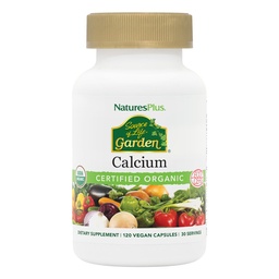 NaturesPlus Fuente de Life Garden Certified Organic Calcium with AlgaeCal - 1000 mg, 120 Vegan Capsules - Plant-Based Bone Health Support Supplement - Vegetarian, Gluten-Free - 30 Servings