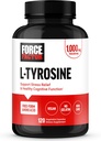 FORCE FACTOR L Tyrosine Stress Relief Supplements, L-Tyrosine Brain Health Supplements for Adults, L-Tyrosine 500mg Capsules, Free Form, Vegan, No Gelatin, Non-GMO, 120 Capsules