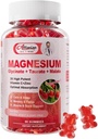 Magnesium Glycinate Gummies,Magnesium Potassium Suplemento con Taurate, Malate, Vitaminas D, C, B6, Calcium,Body Support,Raspberry Magnesium Gummies para Adultos