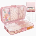 Organizador semanal de píldoras con etiquetas,8 Compartimientos Travel Daily Pill Case Airtight Caja grande resistente a la humedad para mantener vitaminas, aceite de pescado, suplementos, Swab de algodón y Bandages-Pink
