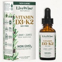 Vitamina D3 con gotas líquidas K2, Todas Naturales, No GMO, 1208iu D3 y 25mcg K2 (mk7) por Servir, Apoyar Sus Huesos, Sistema Inmunitario y Niveles de Energía, con o sin aceite de menta