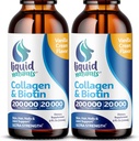 Collagen líquido y biotina, 2 Fl. Oz, suplementos de colágeno de ultra resistencia para las mujeres, biotina amigable para el crecimiento del cabello Mujeres, uñas, vitaminas de la piel B7 Collageno Peptides – Vanilla Flavor - 2 Pack