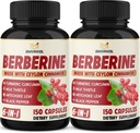 2 Pack Berberine HCl- Plus Ceylon Cinnamon, Turmeric, Milk Thistle, Artichoke, Black Pepper, Berberine HCI Root Suplementos Pills - Immune System