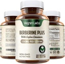 Laboratorios Veganos Berberine HCL 1200MG con Ceillón Orgánico Cinnamon- 180 Capsules Vegan- Apoya Sistema Global de Salud e Inmune