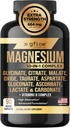 Suplemento Complejo de Magnesio - 10 Formas Activas, Glycinate, Citrato, Malate, Oxide, Taurate, Aspartate, Gluconate, Ascorbate, Lactate, Carbonate, Plus Más con Vitamina C B1 B2 B6 B12