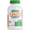 Bronson Vegan K2+D3 2 in 1 Support Vitamin K2 As MK-7, 250 Capsules