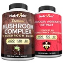 Nutrivein Premium Mushroom Complex & Fadogia Agrestis Supplement Bundle: Mushroom Supplement & Fadogia Agrestis and Tongkat Ali Supplement Pair for Performance, Vitality, Endurance, & Well-Being