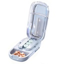 Pill Cutter Splitter for Small and Tiny Pills, Adjustable Pill Cutter and Splitter for Multiple Pills, Portable 1/2 1/4 Splitter Popper, Accurate Centering Alignment Device (Blue, 1/2 + 1/4)