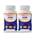 Vitamatic MSM 2000 mg with Vitamin C 75mg per Serving - 180 Veg Capsules - Vitamin C Aid in Better absopriton of MSM (Methylsulfonylmethane) - Non-GMO & Gluten Free-2 Pack