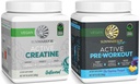 Active Preworkout Hydration Blend & Creatine Monohydrate Powder Set | Bundle & Save | Non-GMO Soy Dairy Filler & Gluten Free (60 Servings Unflavored Creatine, 30 Servings Blue Raspberry Pre Workout)