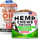 StrellaLab Salmon Oil 32 Oz + Hemp Chews Bundle – Omega 3 for Skin, Coat & Shedding Support + Glucosamine, Hemp, MSM & Turmeric for Hip & Joint Pain & Mobility – EPA & DHA – Made in USA