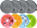 INVODA Organizador semanal de píldoras 7 Caja de Píldora rotativa para medicamentos diarios & vitaminas - Caja de Píldora de Viaje Portable Suplementos de aceite de pescado Vitaminas Organizador (4 caja de píldoras + 4 bolsa)