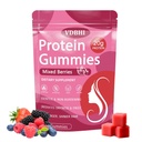 Protein Gummies for Women & Men, 20g Plant-Based Protein per Serving, Zero Sugar, Vegan Collagen Gummies, Mixed Berries Flavor, 60 Gummies (01)