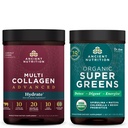 Ancient Nutrition Multi Collagen Advanced Powder Hydrate, Lemon Lime, 30 Servings + Organic SuperGreens Powder, Greens Flavor, 25 Servings