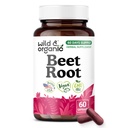 Wild & Organic Beet Root Capsules - Energy Support - Beetroot Extract with Black Pepper Extract - 60 Days Supply - Red Beets Supplements - Non-GMO - 60 Count