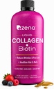 Zena Nutrition Liquid Collagen for Women, with Biotin, Hair, Skin & Nail Supplement [ 30 Servings ] 2500mg Verisol Bioactive Collagen Peptides, 5000mcg Biotin, Mixed Berry, 10 fl oz
