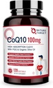 NATURE TARGET CoQ10-100mg-Softgels con 10mg PQ - Alta Absorción Coenzyme-Q10 con Orgánica-Olive-Oil - Antioxidante para la salud del corazón, Celular-Energía-Producción, 120 Servimientos