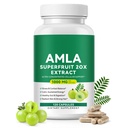 Organic Amla Capsules 1000mg 20X Superfruit Concentrate Amalaki Fruit Extract Indian Gooseberry Antioxidant Supplement for Stress Balance, Digestive Support, Radiant Skin & Hair 120 Veggie Capsules