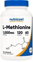 Nutricost L-Methionine (1,000 mg) 120 Capsules - 60 Servings, Gluten-Free, GMO-Free