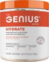 The Genius Brand Genius Hydrate - Electrolyte Supplement for Daily Hydration - Coconut Water - Sugar-Free - 8 Minerales esenciales " Nutrientes - Non-GMO - Anillos de durazno - 50 Servings
