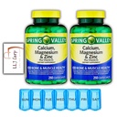 2 Spring Valley Calcium, Magnesium & Zinc Plus Vitamin D3 Coated Caplets, 250 Ct Bundle with Weekly Pill Planner + LLJ Corp Sticker.