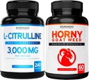 L Citrulline (240 cápsulas) L Arginine &amp; Nitric Oxide for Stamina, Endurance &amp; Performance for Workouts and Horny Goat Weed (60 cápsulas) Premium Hornygoatweed & Icariin Epimedium - Vegan &amp; USA Made