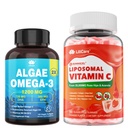 LILICARE Liposomal Vitamin C 1000mg +Plant-Based Algae Omega 3 1200mg Supplement