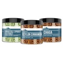 Earthborn Elements Ceylon Cinnamon, Broccoli, & Chaga Mushroom Capsule Bundle (200 Capsules Each), Pure & Undiluted, No Additives