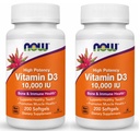 NOW Foods Supplements Vitamin D-3 10,000 IU Highest Potency Structural Support 200 Softgels Pack of 2