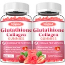 2 Pack Glutathione Collagen Gummies, Skin Brightening & Anti-Aging, Supports Hair, Skin & Nail Health, Glutathione Supplement for Women, Strawberry Flavor, 120 Count